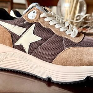 Golden Goose Brown and Cream Athletic Shoes